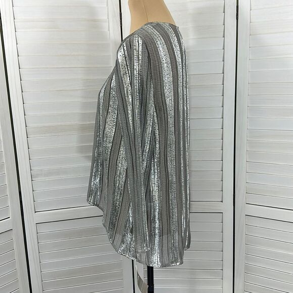 Chico's Jacket Size 1 (8) Silver Sparkle Open Front NWT - Picture 6 of 13